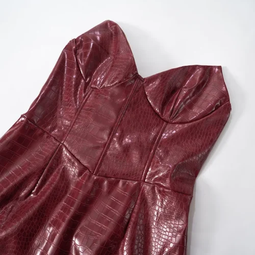 Nsauye novo elegante sexy moda couro sem alças vestido feminino noite clube festa curto bodycon vestido de cintura alta 2025 - Imagem 27