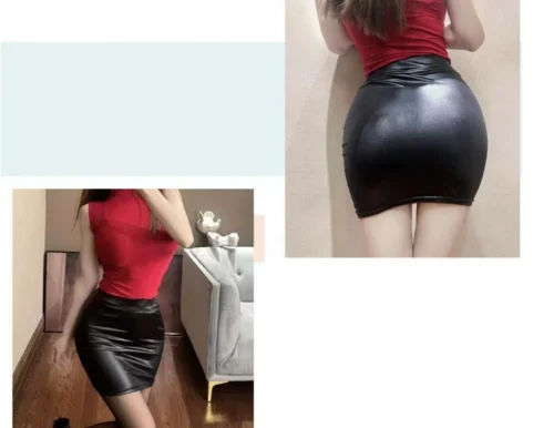 Preto fino imitação de couro lápis mini saia cintura alta sexy moda coreano saias curtas feminino atacado verão doce - Imagem 11