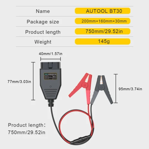 AUTOOL-Car OBD2 ECU Connector, Battery Saver, Auto ECU, Memory Saver, automotivo, OBD 2, tomada elétrica de emergência, carro Fuel Save, BT30 - Imagem 4