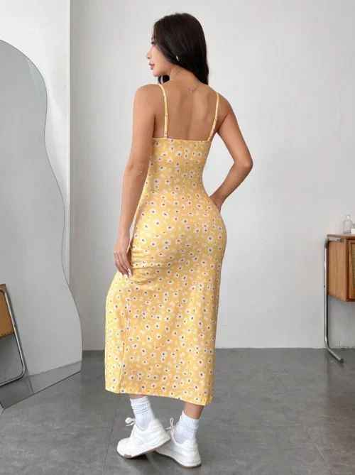 Outono 2025 vestido longo sem alças envoltório no peito fenda alta margarida estampa leopardo envoltório em torno da saia vestido maxi - Imagem 17