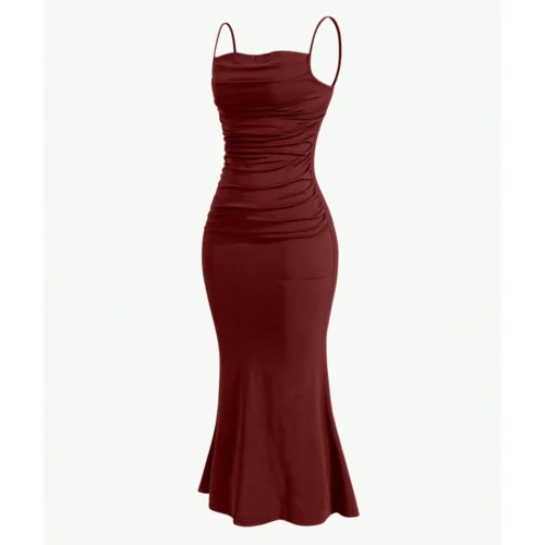 Mia Muse Vestidos femininos para todas as estações, elegantes, justos, alça espaguete, bainha sereia, maxi vestidos de festa da moda - Imagem 16