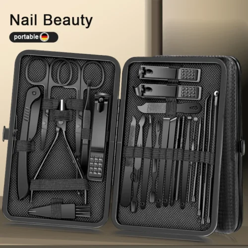 8/12/15/20/24 pçs cortadores de manicure conjunto cortador de unhas doméstico colher de orelha de aço inoxidável ferramenta tesoura pedicure para beleza - Imagem 4